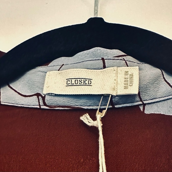 CLOSED GmbH Designer Unique Tunic Blouse Burgundy Blue Floral NWT Sz M 8 - Picture 5 of 9